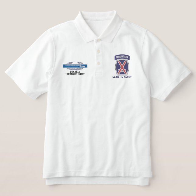 10th Mountain CIB Embroidered Polo Shirt (Design Front)