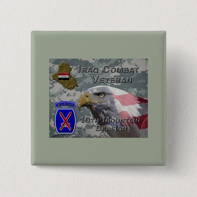 10th Mountain Div Iraq Combat Veteran Button (Front)