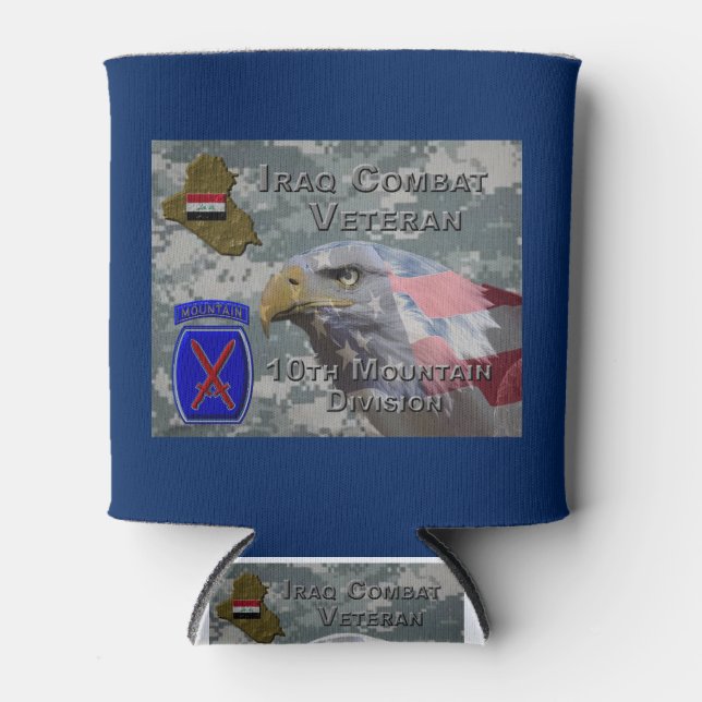 10th Mountain Div Iraq Combat Veteran Can Cooler (Front)