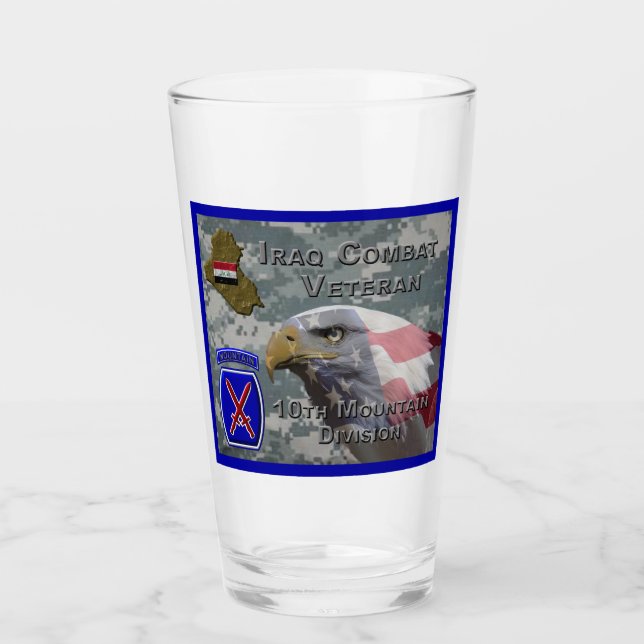 10th Mountain Div Iraq Combat Veteran Glass (Front)