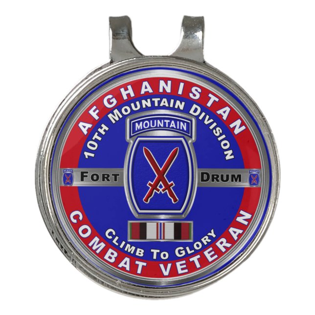 10th Mountain Division Afghanistan Veteran  Golf Hat Clip (Front)