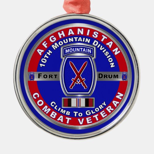 10th Mountain Division Afghanistan Veteran Metal Ornament