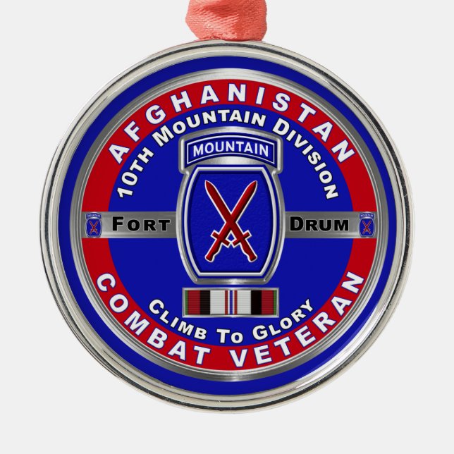 10th Mountain Division Afghanistan Veteran Metal Ornament (Front)