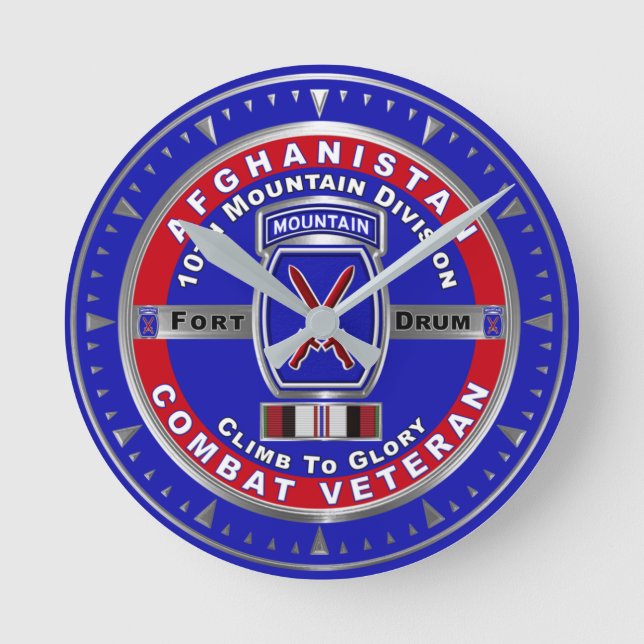 10th Mountain Division Afghanistan Veteran Round Clock (Front)
