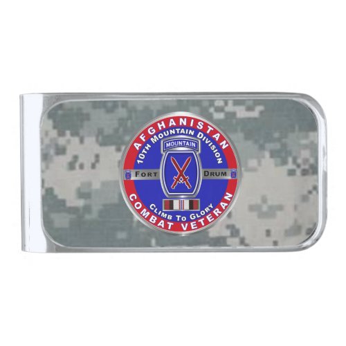 10th Mountain Division Afghanistan Veteran Silver Finish Money Clip