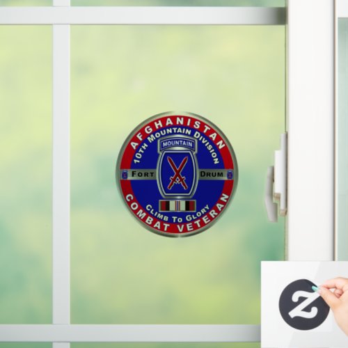 10th Mountain Division Afghanistan Veteran Window Cling