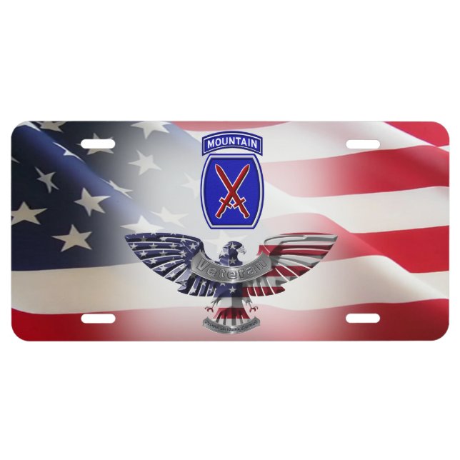 :   10th Mountain Division American Flag License Plate (Front)