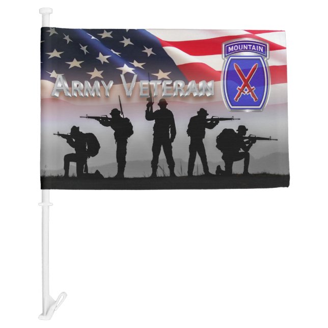 10th Mountain Division Army Veteran Car Flag (Front)