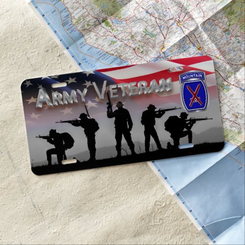 10th Mountain Division Army Veteran  License Plate