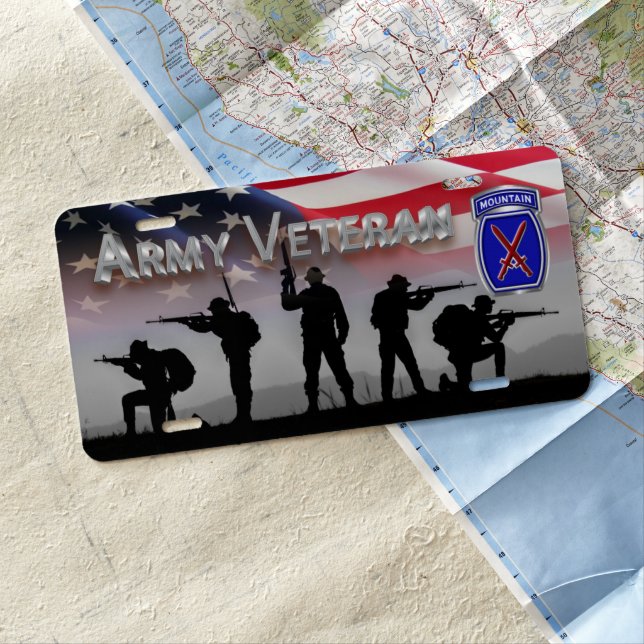 10th Mountain Division Army Veteran  License Plate (In Situ)