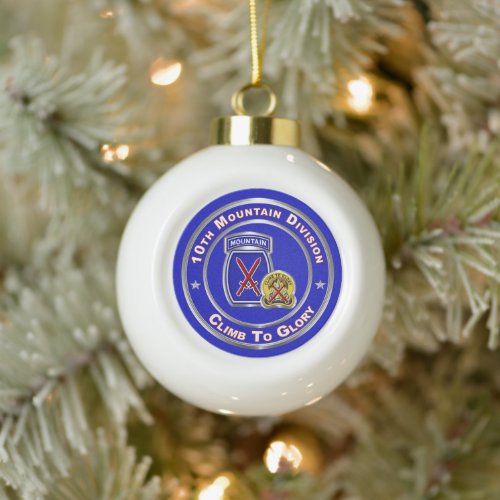 10th Mountain Division  Ceramic Ball Christmas Ornament