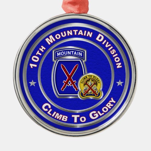 10th Mountain Division Christmas  Metal Ornament