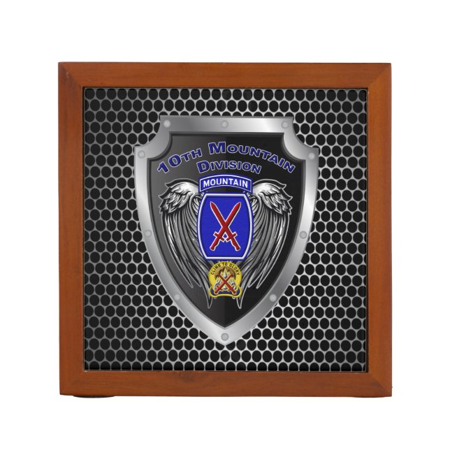 10th Mountain Division “Climb To Glory” Desk Organizer (Front)