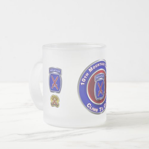 10th Mountain Division Climb To Glory Frosted Glass Coffee Mug