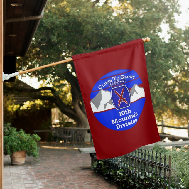 10th Mountain Division “Climb To Glory” Globe  House Flag (In SItu)