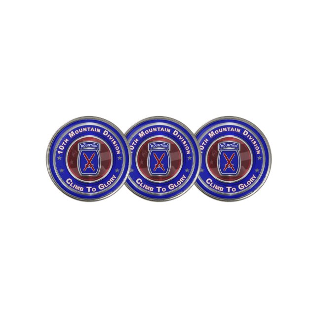 10th Mountain Division “Climb To Glory”  Golf Ball Marker (3 Up)