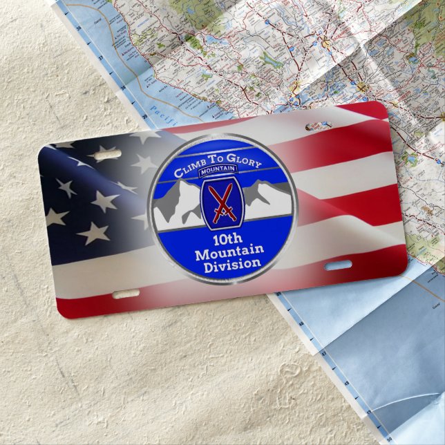 10th Mountain Division "Climb To Glory" License Plate (In Situ)