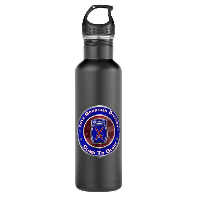 10th Mountain Division “Climb To Glory” Stainless  Stainless Steel Water Bottle (Front)