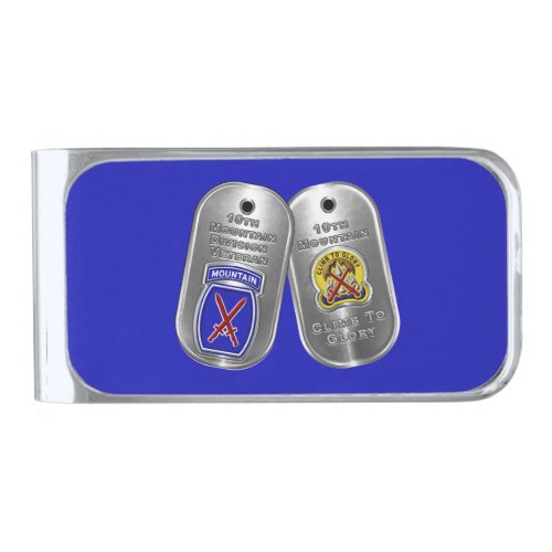 10th Mountain Division Dog Tags Silver Finish Money Clip