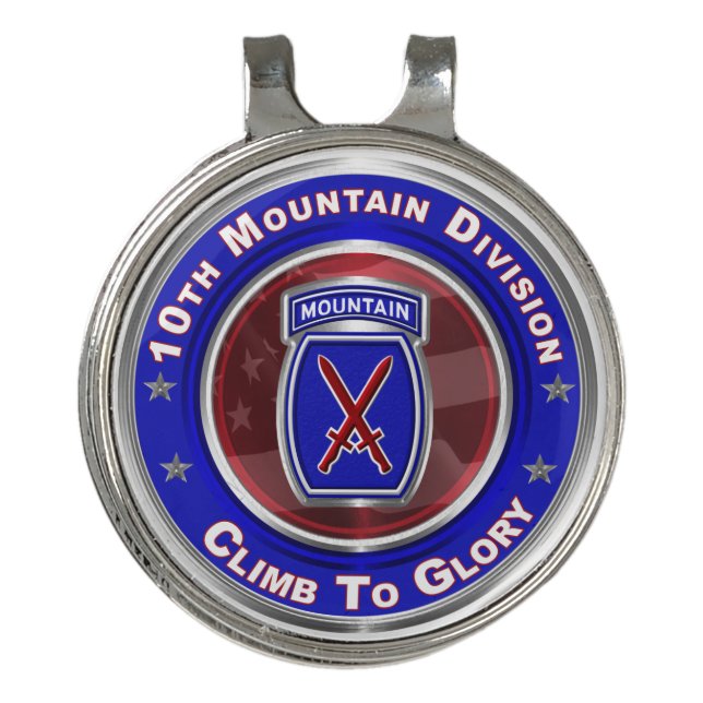 10th Mountain Division  Golf Hat Clip (Front)