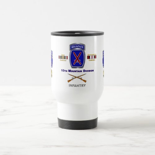 10th Mountain Division Iraq Afghan Ribbons Silver Travel Mug