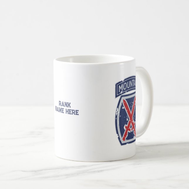 10th Mountain Division "Mountaineer" Grunge Coffee Mug (Front Right)