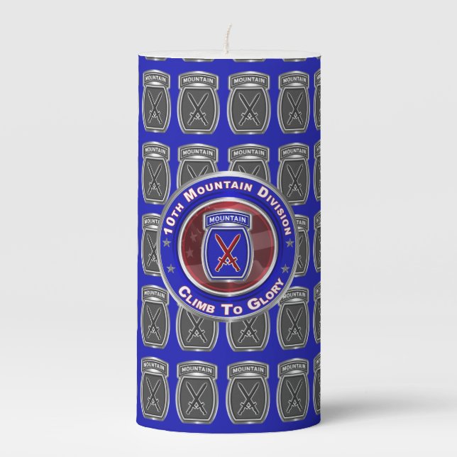 10th Mountain Division  Pillar Candle (Front)