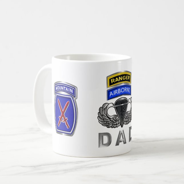 10th Mountain Division Ranger Airborne Dad Coffee Mug (Front Left)