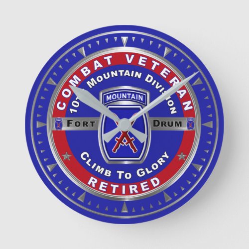 10th Mountain Division Retired Combat Veteran Round Clock