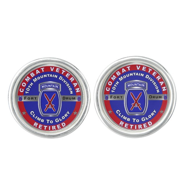 10th Mountain Division Retired Veteran Cufflinks (Front)
