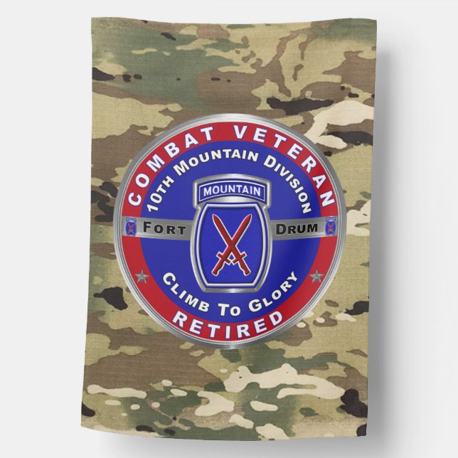 10th Mountain Division RETIRED VETERAN House Flag (Front)