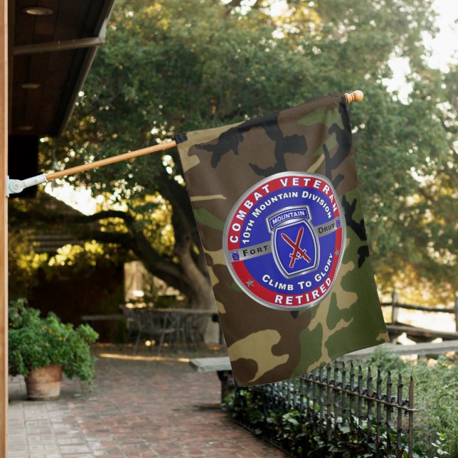 10th Mountain Division Retired Veteran House Flag (In SItu)