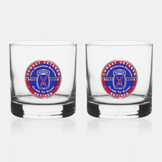 10th Mountain Division Retired Whiskey Glass (Front)