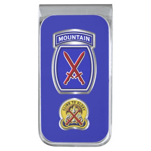 10th Mountain Division  Silver Finish Money Clip