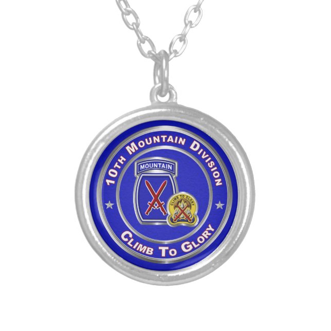 10th Mountain Division  Silver Plated Necklace (Front)