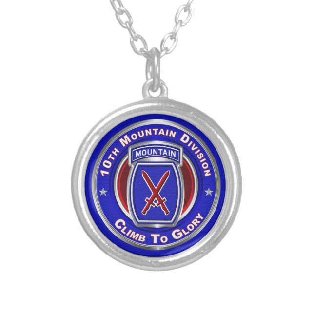 10th Mountain Division  Silver Plated Necklace (Front)