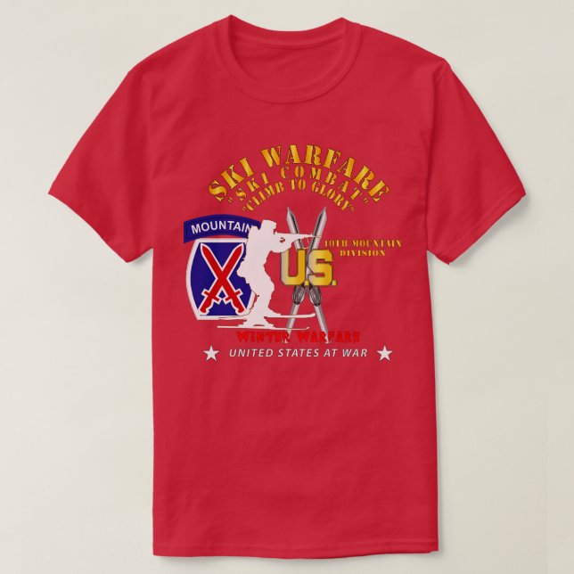 10th Mountain Division Ski Warfare Ski Combat Wint T-Shirt (Design Front)
