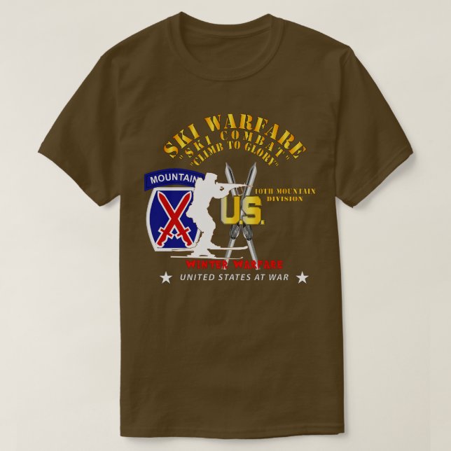10th Mountain Division Ski Warfare Ski Combat Wint T-Shirt (Design Front)