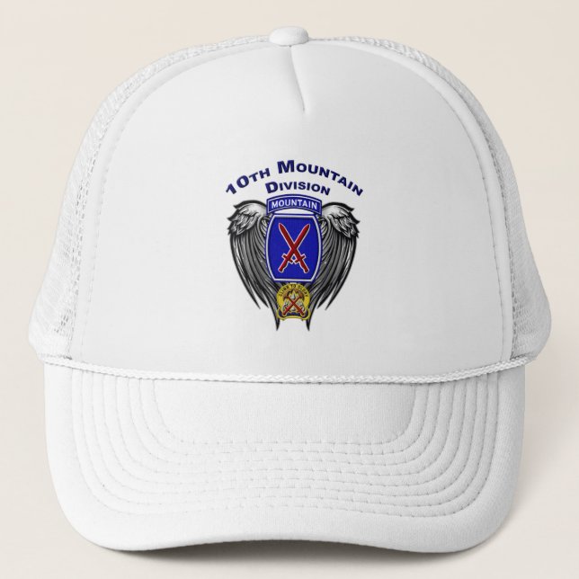 10th Mountain Division Stunning Winged Design Trucker Hat (Front)