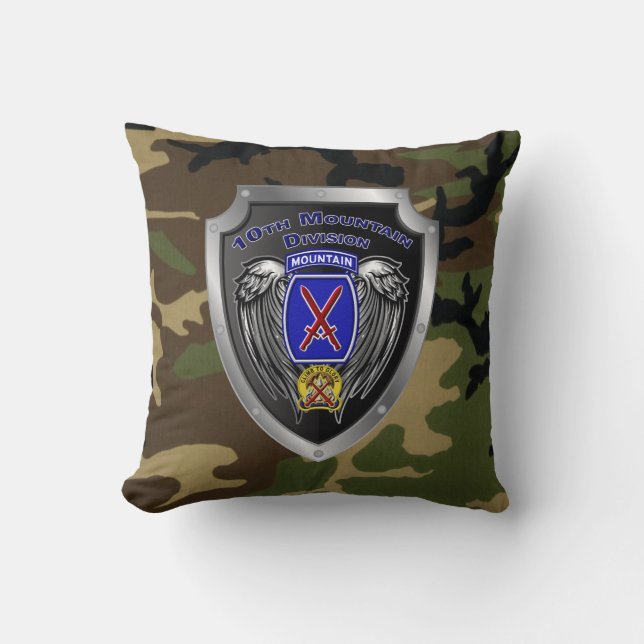 10th Mountain Division Veteran Throw Pillow (Front)