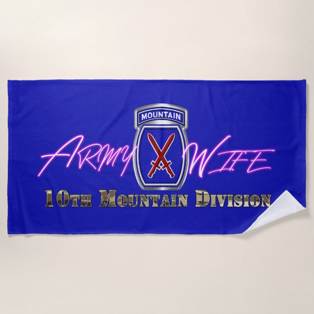 10th Mountain Division Wife Beach Towel (Front)