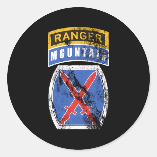 10Th Mountain Mtn Division Patch With Ranger Tab D Classic Round Sticker (Front)
