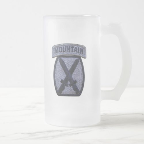 10th mtn mountain division fort drum veterans vets frosted glass beer mug