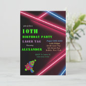 10th Neon Birthday Laser Tag Party Invitations  (Standing Front)