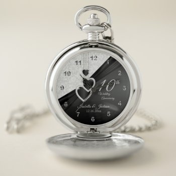 10th Onyx And White Wedding Anniversary Design 2 Pocket Watch by DesignsbyDonnaSiggy at Zazzle