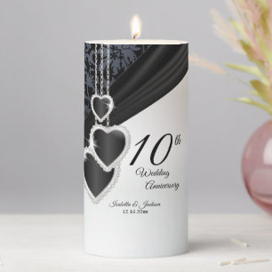 10th Onyx Wedding Anniversary 2 Pillar Candle