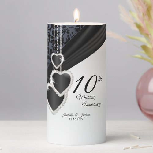 10th Onyx Wedding Anniversary 2 Pillar Candle