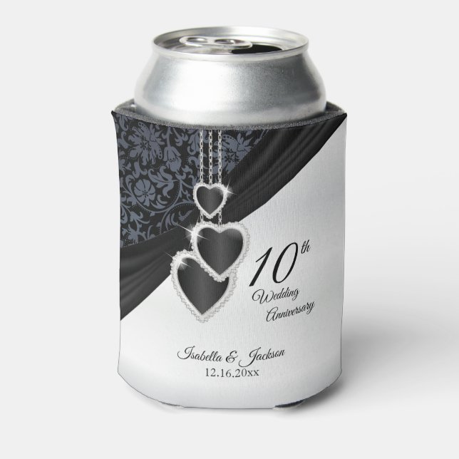 10th Onyx Wedding Anniversary Can Cooler (Can Back)