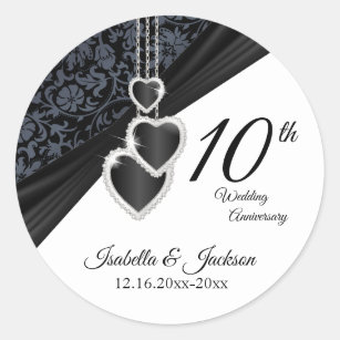 10th Onyx Wedding Anniversary Classic Round Sticker