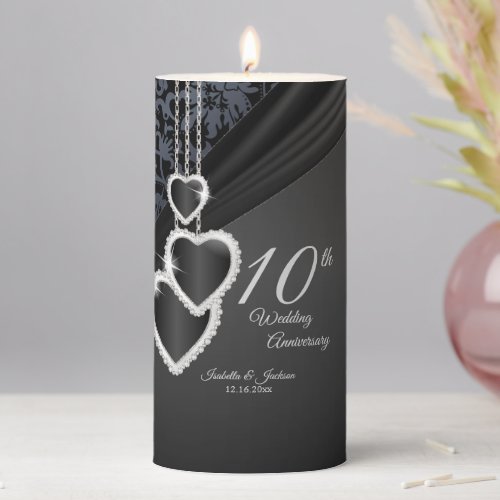 10th Onyx Wedding Anniversary Design 2 Pillar Candle